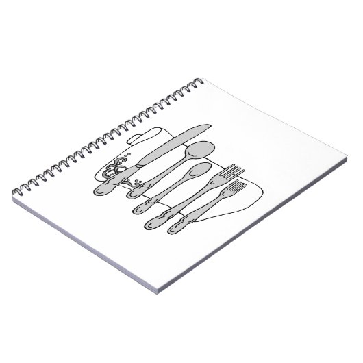 Zwart-wit Siverware Design Notitieboek (Linkerzijde)