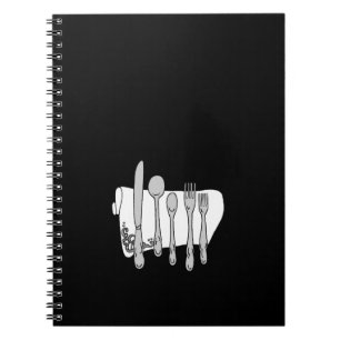 Zwart-wit Siverware Design Recept Notitieboek