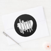Zwart-wit Siverware Design Ronde Sticker (Envelop)