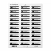 Zwart & Wit Sjabloon Monogram Retouradres Etiket (Full Sheet)