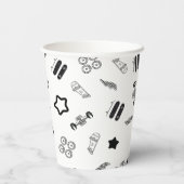 Zwart-wit Skateboard Party Paper Cups 8oz Papieren Bekers (Achterkant)