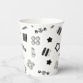 Zwart-wit Skateboard Party Paper Cups 8oz Papieren Bekers (Links)
