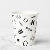 Zwart-wit Skateboard Party Paper Cups 8oz Papieren Bekers (Voorkant)