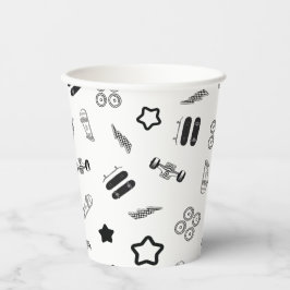 Zwart-wit Skateboard Party Paper Cups 8oz Papieren Bekers