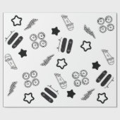 Zwart-wit Skateboarden Wrapping Paper Cadeaupapier (Vlak)
