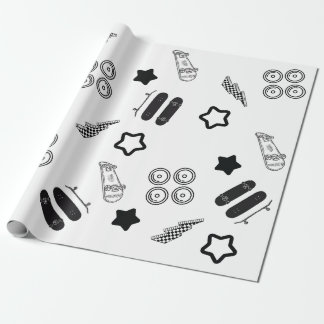 Zwart-wit Skateboarden Wrapping Paper Cadeaupapier
