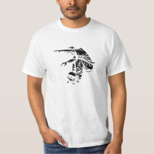 Zwart & Wit Skateboarder Illustratie T-shirt
