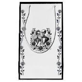 Zwart Wit Skelet Bloemen Roos Wijnstok Wedding Klein Cadeauzakje (Voorkant)