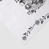 Zwart Wit Skelet Bloemen Roos Wijnstok Wedding Tissuepapier (Detail)