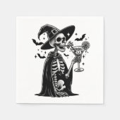 Zwart-wit Skelet Halloween Cocktail Party Servet (Voorkant)