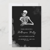 Zwart & Wit Skelet Halloween Feestuitnodiging Kaart (Voorkant)