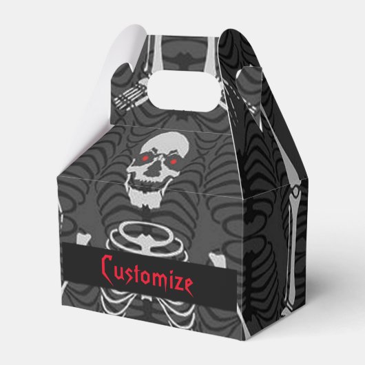 Zwart-wit Skelet Halloween Gable Favor Box Bedankdoosjes (Voorkant Zijde)