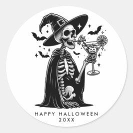 Zwart-wit skelet Halloween Party Ronde Sticker