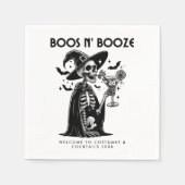 Zwart-wit skelet Halloween Party Servet (Voorkant)