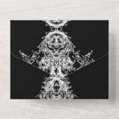 Zwart-wit skelet Hudel Gothic Weddenschap All In One Uitnodiging (Achterkant)