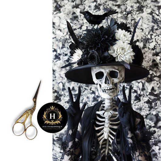 Zwart Wit Skelet Weefsel Papier voor Decoupage