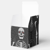 Zwart & Wit Skeletten Halloween Kubus Favor Box Bedankdoosjes (Geopend)