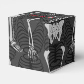 Zwart & Wit Skeletten Halloween Kubus Favor Box Bedankdoosjes (Achterkant)