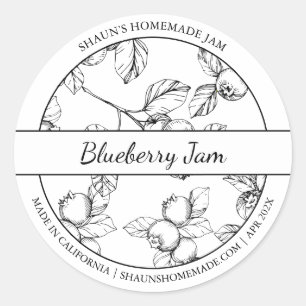 Zwart & Wit Sketch Blueberry Jam label