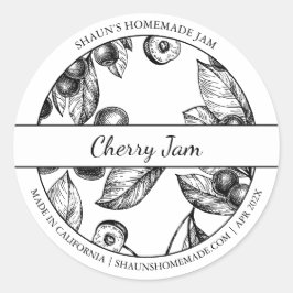 Zwart & Wit Sketch Cherry Jam label