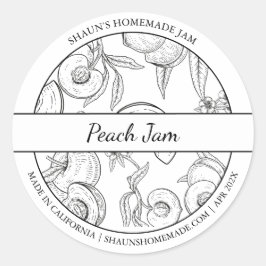 Zwart-wit Sketch Peach Jam label