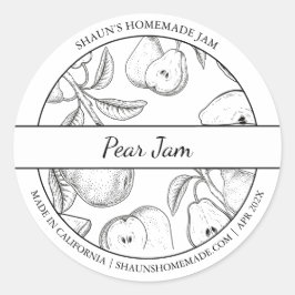 Zwart-wit Sketch Pear Jam label