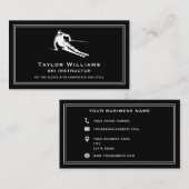 Zwart-wit skiër skileraar skileraar visitekaartje (Voorkant / Achterkant)