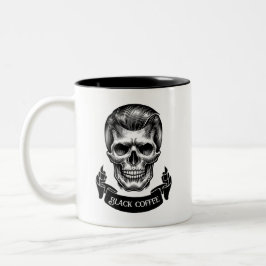 Zwart-wit Skull Coffee Mok