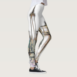 Zwart-wit skyline Newyork stad tekening Leggings
