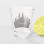 Zwart-wit skyline van Chicago Shot Glas (Achterkant)