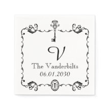 Zwart-wit Sleutel Monogram Bruiloft