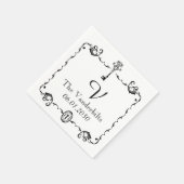 Zwart-wit Sleutel Monogram Bruiloft Servetten (Hoek)