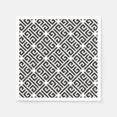 Zwart-wit slingerend Griekse Sleutelpatroon Servet (Voorkant)