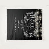 Zwart-Wit Slingerlicht Trouw Achtergrond Wandkleed (Voorkant (horizontaal))