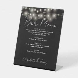 Zwart-Wit Slingerlichten Script Barmenu Reclamebord Met Voetstuk