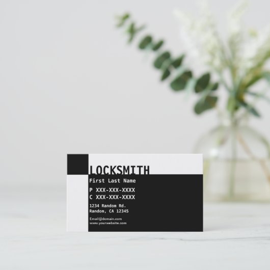 Zwart wit Slotenmaker visitekaartjes (Staand voorkant)