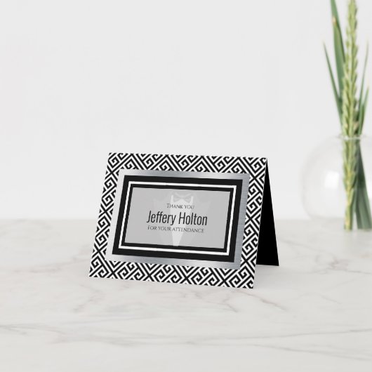 Zwart, wit smoking, zwart lint, stropdas, formeel bedankkaart (Voorkant)