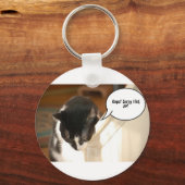 zwart-wit smokingkat sleutelhanger (Voorkant)