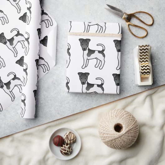 Zwart-wit Smooth Fox Terrier hond patroon Cadeaupapier (Crafts)