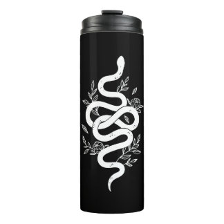 Zwart-wit Snake Floral Design Tumbler Thermosbeker