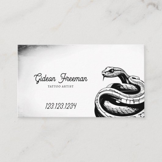  Zwart & Wit Snake Tattoo Shop Visitekaartje (Voorkant)