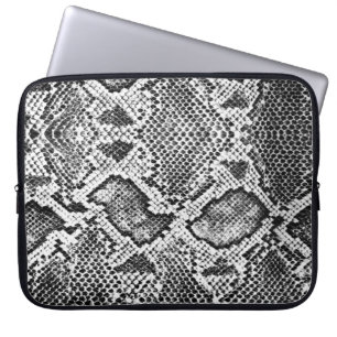Zwart-wit snakeskin-patroon laptop sleeve