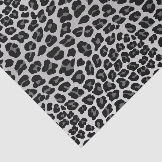 Zwart wit sneeuw luipaard dierpatroon tissuepapier (Detail)