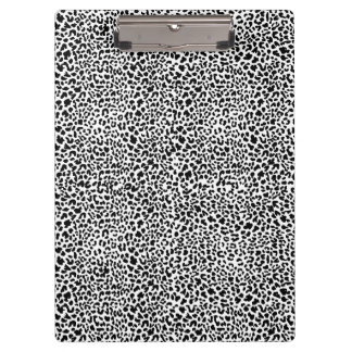 Zwart-wit sneeuwluipaardprint klembord