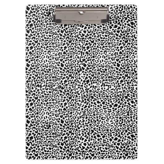 Zwart-wit sneeuwluipaardprint klembord (Voorkant)