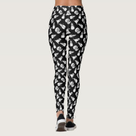 Zwart-wit sneeuwpoppatroon | Christmas Leggings