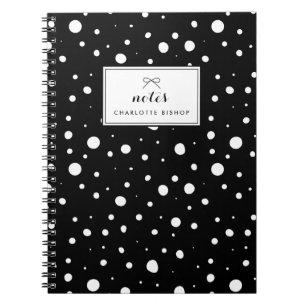 Zwart-wit sneeuwval patroon gepersonaliseerd notitieboek