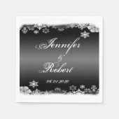 Zwart-wit Sneeuwvlok Bruiloft Servetten (Voorkant)