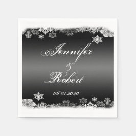 Zwart-wit Sneeuwvlok Bruiloft Servetten