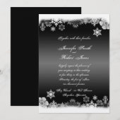 Zwart-wit Sneeuwvlok bruiloft uitnodiging (Voorkant / Achterkant)